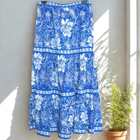Japna Dresses & Skirts - Japna Medium Blue and White Floral Maxi Skirt